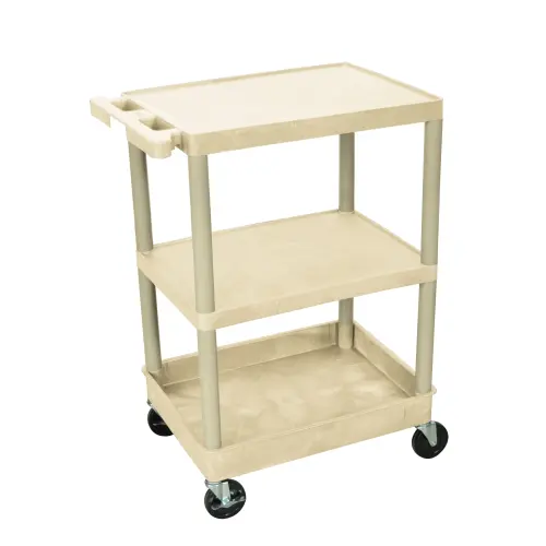Luxor - STC221P - Plastic 3 Shelf Utility Tub Cart - Putty