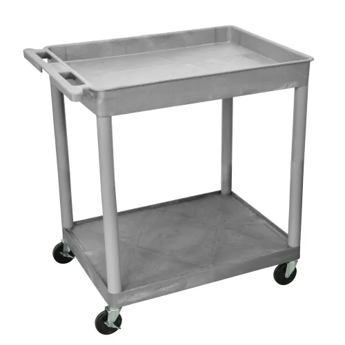 Luxor - TC12G - Plastic 2 Shelf Utility Tub Cart - Gray