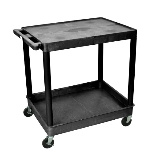 Luxor - TC21B - Plastic 2 Shelf Utility Tub Cart - Black