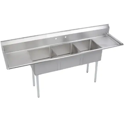 Universal LJ2424-3RL - 120" Three Compartment Sink W/ Two Drainboards