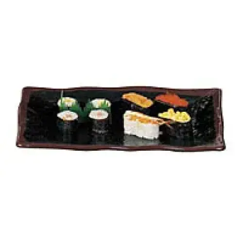 Thunder Group Wave Sashimi Tempura Plate - Tenmoku Collection 11" x 7" (12 per Case) [2412TM]