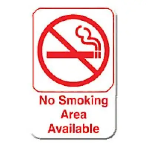 Thunder Group No Smoking Area Available Sign 9" x 6" (12 per Case) [PLIS6910RD] 