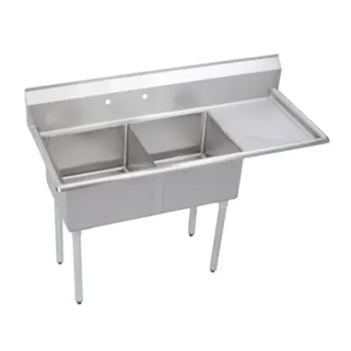 Universal LJ1824-2R - 57" Two Compartment Sink W/ Right Drainboard