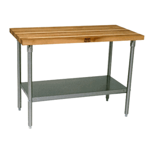 John Boos HNS03 - 60" X 24" Butcher Block Work Table W/ Galvanized Undershelf